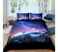 Galaxy Voiture Housse de Couette Bleu Racing lit d'enfant ensemble garçon fille adolescent Univers Star Roadster Parure de Lit sports extrêmes thème Design Housse de Couette 140x200cm décoratif