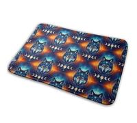 Galaxy Wolf Ciel Nocturne Lune Spatiale Paillasson Intérieur Lavable en Machine Paillasson D'Entree Antidérapant Tapis De Douche pour Salon Extérieur Porte 40X60Cm