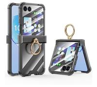 Galaxy Z Flip 5 Case with Hinge Protection Clear for Samsung Flip 5 Case with Kickstand Back Screen Protector for Samsung Galaxy Z Flip 5 5G (2023) - Black