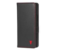 Galaxy Z Fold5 Étui portefeuille en cuir (avec fonction de support) - Noir avec détail rouge