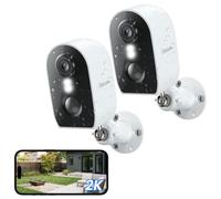 GALAYOU Camera Surveillance WiFi Exterieure sans Fil - 2K Camera Exterieur/Interieur, Alerte Détection PIR, Vision Nocturne Couleur, Sirène Intelligente, Audio Bidirectionnel, Étanche IP65, Lot de 2