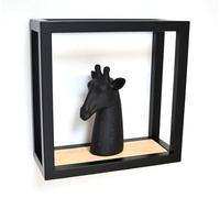 Galeara design Étagère Murale en métal Noir ou Blanc avec Bois de Bambou Soto - Facile à accrocher - Étagère Murale décorative Noire - Petite étagère Murale (Noir, 29cm x 29cm x 12cm)