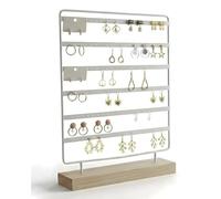 Galeara design Mika Présentoir à boucles d'oreilles, en or, noir et blanc, 110 trous, pour boucles d'oreilles, en bois, doré, blanc