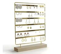 Galeara design Mika Présentoir à boucles d'oreilles, en or, noir et blanc, à 110 trous, pour boucles d'oreilles, en bois, doré, organisateur de boucles d'oreilles (doré)