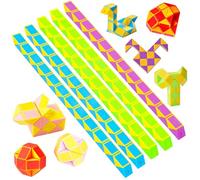 Galenecx 12 Pièces Serpent Magique, Mini Magic Snake Cube avec 24 Blocs, Mini Puzzle, Jouet éducatif Serpent Magique, pour Enfants Intelligence Développement Faveur de Fête
