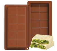 Galenecx 2 Pièces Moule Tablette Chocolat, sans BPA Moules à Chocolate en Silicone, DIY Moule à Barre de Chocolat Profond, pour Faire du Chocolate, Fondant, Gelée(Square)