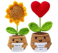 Galenecx 2 Pièces Pocket Hug Poupée Tricotée, Tournesol Tricotée Créative, Red Love Positive Peluche, Peluches Crochetées, Poupée au Crochet de Soutien Émotionnel