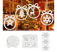 Galenecx 3 Pièces Moules en Silicone de Noël, Réutilisable Silicone Moules en Résine de Noël, Moule en silicone, Moule de Noel, Pendentif Fait à la Main, pour Arbre, Flocon de Neig, Etoiles, Elan