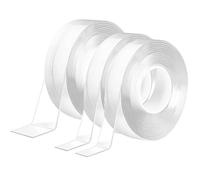 Galenecx 3 Pièces Ruban Adhésif Nano, Scotch Double Face Transparent, Lavable, Réutilisable, Adhesif Double Face Nano Extra fort Adapté aux Tapis, Mur de Photos, Affiches, Cuisine, Maison