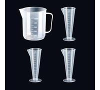Galenecx 4 Pièces Verre Doseur Gradué en Plastique, 100ml, 500ml Clear Plastic Jug with Scale, Plastic Measuring Cup with Handle, Tasse résistante à la Chaleur, pour Cuisine et Laboratoire