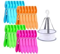 Galenecx 48 Pièces Pinces à Linge, Pinces à Linge avec Panier, Pliers à Linge à Ressort en Plastique, Pince à Linge Coupe-Vent sans Couture, Clips en Plastique Stables, pour la Maison et Le Jardin