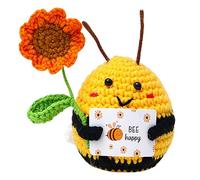 Galenecx Abeille de Soutien Émotionnel, Poupée au Crochet Abeille avec ‘Bee Happy’ Carte, Peluche Personnalisée, Cadeaux Amusants pour Pendaison de Crémaillère pour Meilleur Ami Femme Homme