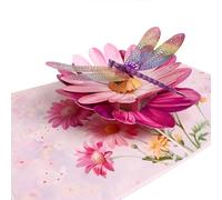 Galenecx Carte Pop-Up, 3D Carte Libellule, Cartes d'Anniversaire de Papier, pour Diverses Occasions Comme Merci, Bon Rétablissement, Mariage, Cadeau d'Argent