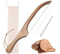 Galenecx Couteau à pain, Manche en Bois Couteau a Pain Acier Inoxydable, Trancheuse à Pain Manuelle avec scie dentelée, Coupe Pain en Arc pour la cuisine et la Maison