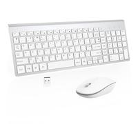 GALENMORO Ensemble clavier et souris sans fil, QWERTY UK USB, compact, ergonomique, fin, silencieux, profil bas, portable avec pavé numérique et souris combo pour ordinateur, PC, ordinateur portable