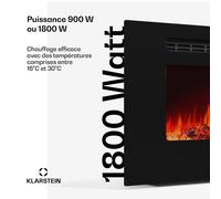 Galeras Smart 1800W 127cm Cheminée Électrique Murale Noir