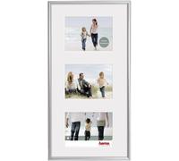 Hama Cadre-galerie photo en plastique "Madrid" (taille de cadre de 25 cm x 55 cm, taille de la photo de 13 cm x 18 cm, 3 photos par cadre, à accrocher, élégant, simple, classique) Argent