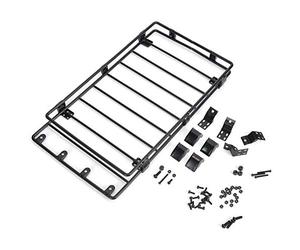 Galeries de Toit RC 1/10, Support Métallique pour Bagages Compatible Modèle Voiture RC, Cadre Supérieur 226mm, Inférieur 256mm, Couleur Noire