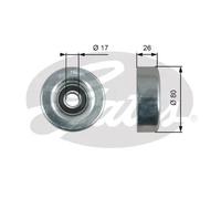Galet de courroie trapézoïdale Métal T36424 GATES pour HONDA INSIGHT JAZZ II