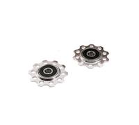 Galet derailleur optimiz 6/7/8v. roulements alu argent (jeu)
