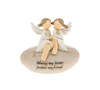 Galet gravé « Always My Sister Forever My Friend » - Cadeau, Blanc