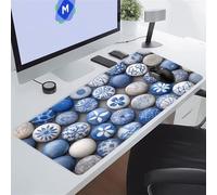Galets Bleus Blancs Tapis de Souris de Jeu 1500x800x3 mm Grand Tapis de Souris Gaming sous-Main Bureau Gamer Large avec Base Antidérapante Tapis de Clavier Lavable pour Gamer PC