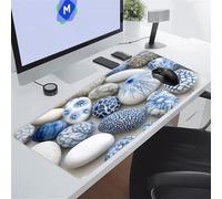 Galets Bleus Blancs Tapis de Souris de Jeu 600x400x3 mm Grand Tapis de Souris Gaming sous-Main Bureau Gamer Large avec Base Antidérapante Tapis de Clavier Lavable pour Gamer PC