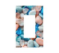 Galets colorés et lisses et verre de mer - Plaque murale à bascule unique - Décoration pour la maison, la cuisine, la salle de bain