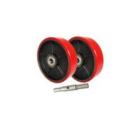 Galets de transpalette, lot de 2 roues directrices for transpalette avec essieu 180 x 50 mm, roulements intégrés, diamètre intérieur 20 mm, accessoires for roues de chariot élévateur manuel