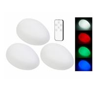 Galets lumineux solaires à LED - Lunartec - Lot de 3 - Télécommandés - Couleurs RVBB - Autonomie 8h
