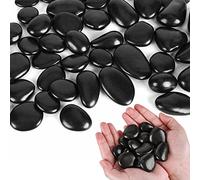 Galets noirs pour plantes d'intérieur, 1,1 kg, petites pierres de rivière de 2,5 à 3,8 cm, pierres décoratives polies, gravier pour aquarium, vases, jardinières, aménagement paysager extérieur, jardin (1,1 l)