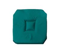 Galette de chaise 40 x 40 x 3 cm Bleu Paon - Polyester 4 rabats confort médium
