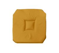 Galette de chaise 40 x 40 x 3 cm polyester ocre - 4 rabats garnissage moelleux