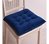 Galette De Chaise 40x40 Lot De 4, Coussin De Chaise Interieur Dehoussable, Coussin Chaise avec Sangles, Velours Cristal Coussins De Chaise De Salle à Manger Bleu Royal