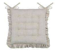 Galette de chaise à volants en coton et lin Ficelle 38x38 cm