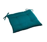 Hespéride – Galette de chaise carrée 4 points «Korai» bleu canard 40×40×4 cm polyester