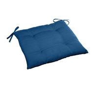 Galette de chaise carrée 4 points ""Korai"" bleu indigo 40x40x4cm en polyester - Hespéride