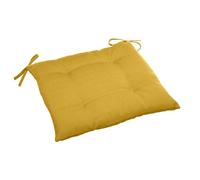 Galette de chaise carrée 4 points ""Korai"" jaune moutarde 40x40x4cm en polyester - Hespéride