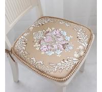 Galette de Chaise Déhoussable marron fleuri 42x43cm