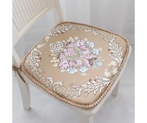 Galette de Chaise Déhoussable marron fleuri 42x43cm