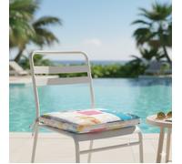 Galette de chaise - EDEN - Aquarella - Patchwork fleuri - Garnissage épais - Liens de fixation