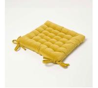 HOMESCAPES Galette de Chaise en Velours, Coussin de Chaise Jaune Moutarde, Dessus de Chaise 40x40x5 cm