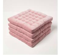 Galette de chaise en velours 40x40 cm - Lot de 4 - Rose - 100% coton - HOMESCAPES
