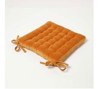 Galette de chaise en velours 40x40 cm - Orange - 100% coton - HOMESCAPES
