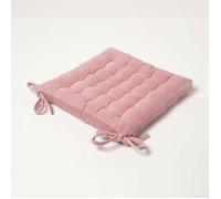 Galette de chaise en velours 40x40 cm - Rose - 100% coton - HOMESCAPES