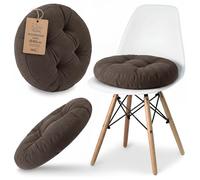 Galette de Chaise Galette de chaise carrée 40 cm en Velours Côtelé lavable - Coussin de Chaise et Coussin de Sol pour Salle à Manger Cuisine Salon Banquette Banc Tabouret & Bureau Brun