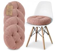 Galette de Chaise Galette de chaise carrée Lot de 4x 40cm en Velours Côtelé lavable - Coussin de Chaise et Coussin de Sol pour Salle à Manger Cuisine Salon Banquette Banc Tabouret & Bureau Rose