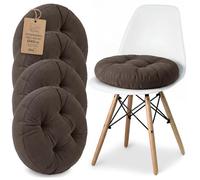Galette de Chaise Galette de chaise carrée Lot de 4x 40cm en Velours Côtelé lavable - Coussin de Chaise et Coussin de Sol pour Salle à Manger Cuisine Salon Banquette Banc Tabouret & Bureau Brun