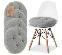 Galette de Chaise Galette de chaise carrée Lot de 4x 40cm en Velours Côtelé lavable - Coussin de Chaise et Coussin de Sol pour Salle à Manger Cuisine Salon Banquette Banc Tabouret & Bureau Gris