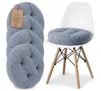 Galette de Chaise Galette de chaise carrée Lot de 4x 40cm en Velours Côtelé lavable - Coussin de Chaise et Coussin de Sol pour Salle à Manger Cuisine Salon Banquette Banc Tabouret & Bureau Bleu jean